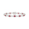 Thumbnail Image 1 of Oval-Cut Lab-Created Ruby & White Lab-Created Sapphire Link Bracelet Sterling Silver 7&quot;
