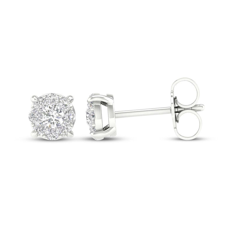 Main Image 3 of KAY Lab-Grown Diamonds Halo Stud Earrings 1/3 ct tw 10K White Gold