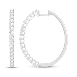 Diamond Hoop Earrings 3 ct tw 14K White Gold 40mm