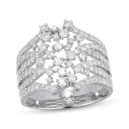 Diamond Multi-Row Scatter Fashion Ring 1 ct tw 10K White Gold