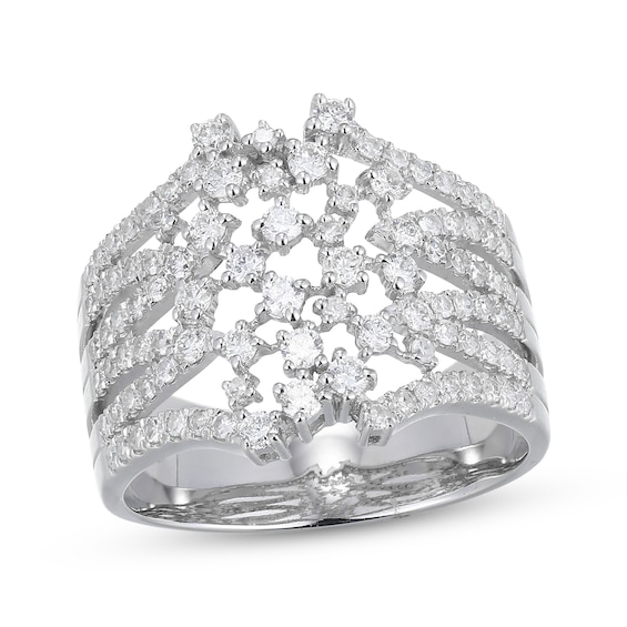 Diamond Multi-Row Scatter Fashion Ring 1 ct tw 10K White Gold