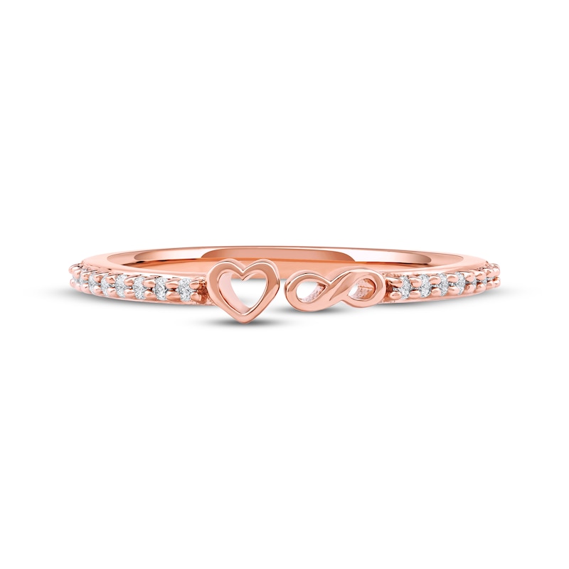 Main Image 3 of Diamond Heart & Infinity Symbol Open Fashion Ring 1/10 ct tw 10K Rose Gold
