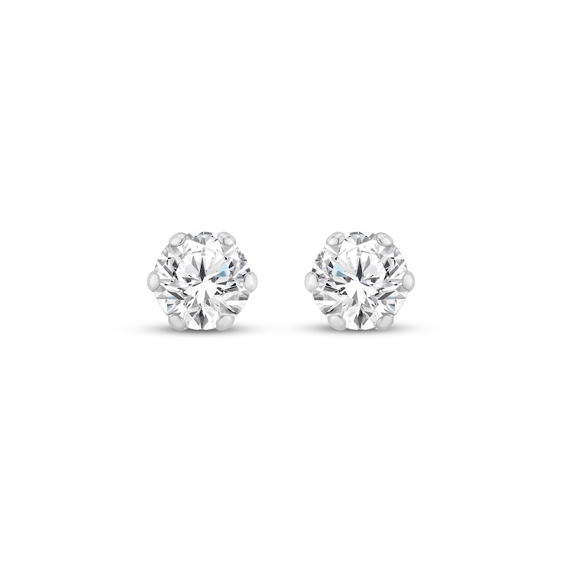 Main Image 2 of Certified Round-Cut Diamond Solitaire Stud Earrings 3/4 ct tw 14K White Gold (F/I1)