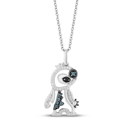 Disney Treasures Lilo & Stitch London Blue Topaz & Diamond Necklace 1/10 ct tw Sterling Silver 19"