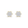 Thumbnail Image 2 of Multi-Diamond Curved Hexagon Stud Earrings 1/6 ct tw 10K Yellow Gold