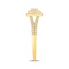 Thumbnail Image 2 of Now + Forever Round-Cut Diamond Double Halo Engagement Ring 1/2 ct tw 10K Yellow Gold