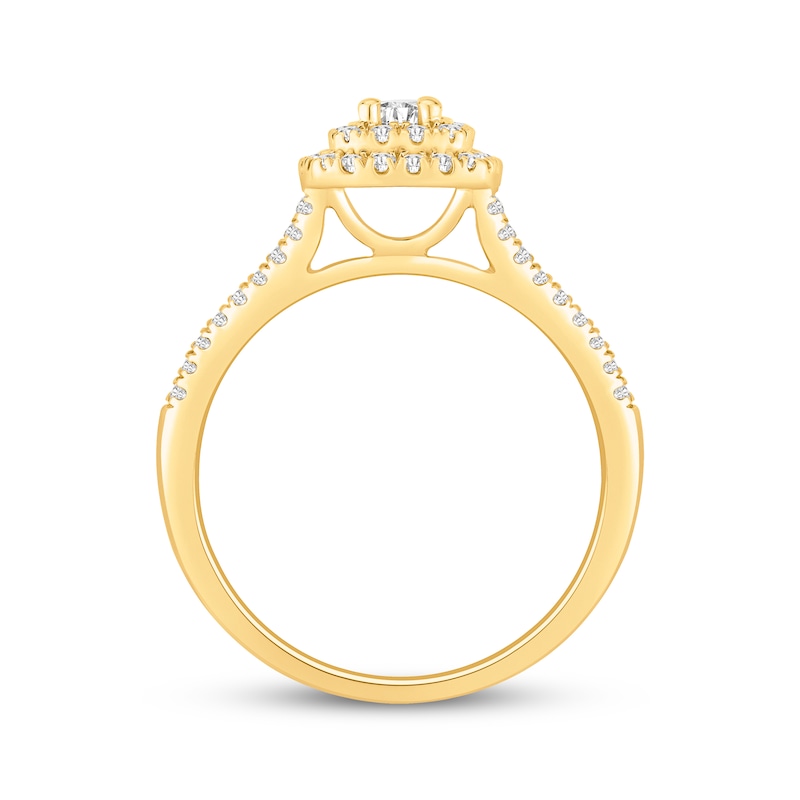 Main Image 3 of Now + Forever Round-Cut Diamond Double Halo Engagement Ring 1/2 ct tw 10K Yellow Gold
