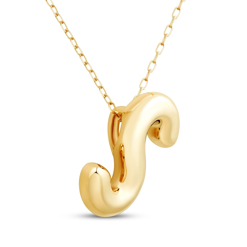 Main Image 2 of Puff Letter S Initial Necklace 14K Yellow Gold 18&quot;