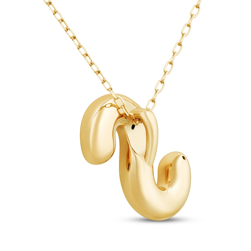 Main Image 3 of Puff Letter S Initial Necklace 14K Yellow Gold 18&quot;
