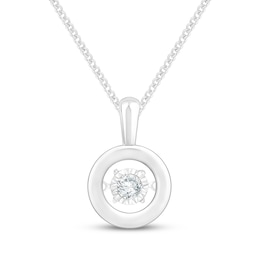Unstoppable Love Diamond Solitaire Circle Frame Necklace 3/8 ct tw 10K White Gold 19"