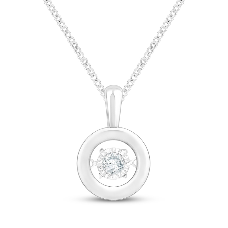 Main Image 1 of Unstoppable Love Diamond Solitaire Circle Frame Necklace 3/8 ct tw 10K White Gold 19&quot;