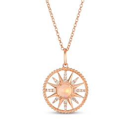 Le Vian Opal Sun Necklace 1/5 ct tw Diamonds 14K Strawberry Gold 19"