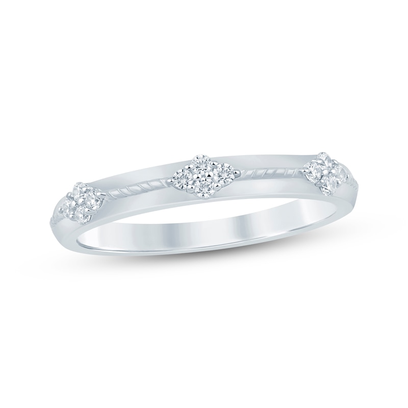 Main Image 1 of Now + Forever Diamond Quartets Anniversary Ring 1/8 ct tw 10K White Gold