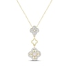 Thumbnail Image 1 of White Lab-Created Opal & Diamond Clover Drop Necklace 1/5 ct tw 10K Yellow Gold 18&quot;