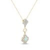 Thumbnail Image 2 of White Lab-Created Opal & Diamond Clover Drop Necklace 1/5 ct tw 10K Yellow Gold 18&quot;