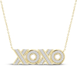 Diamond "XOXO" Necklace 1/4 ct tw 10K Yellow Gold 18"