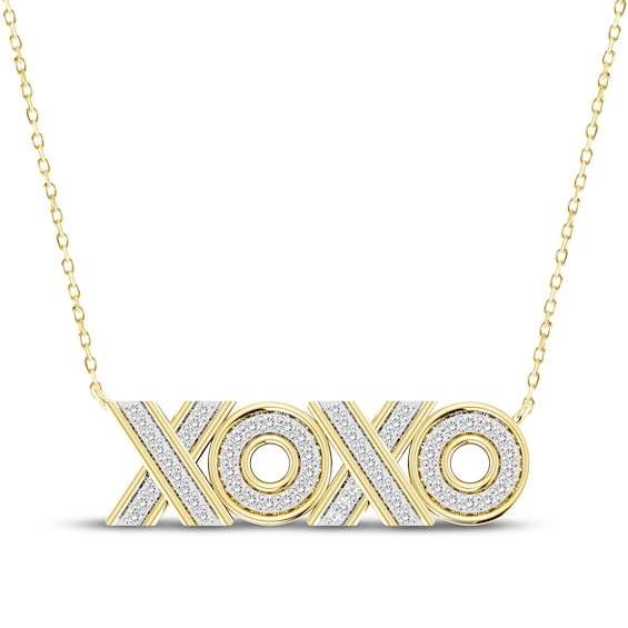 Diamond "XOXO" Necklace 1/4 ct tw 10K Yellow Gold 18"