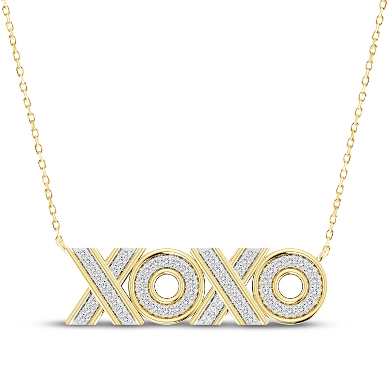 Main Image 1 of Diamond &quot;XOXO&quot; Necklace 1/4 ct tw 10K Yellow Gold 18&quot;