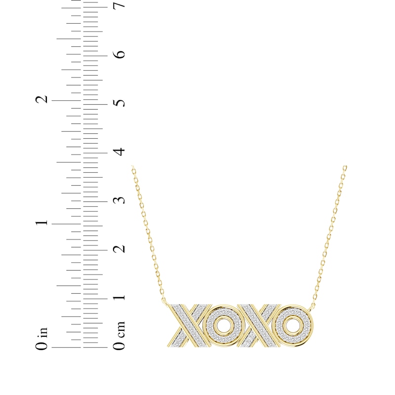 Main Image 3 of Diamond &quot;XOXO&quot; Necklace 1/4 ct tw 10K Yellow Gold 18&quot;