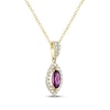 Thumbnail Image 2 of Marquise-Cut Rhodolite Garnet & Diamond Necklace 1/5 ct tw 10K Yellow Gold 18&quot;