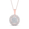 Thumbnail Image 1 of Multi-Diamond Halo Necklace 1 ct tw 10K Rose Gold 18"