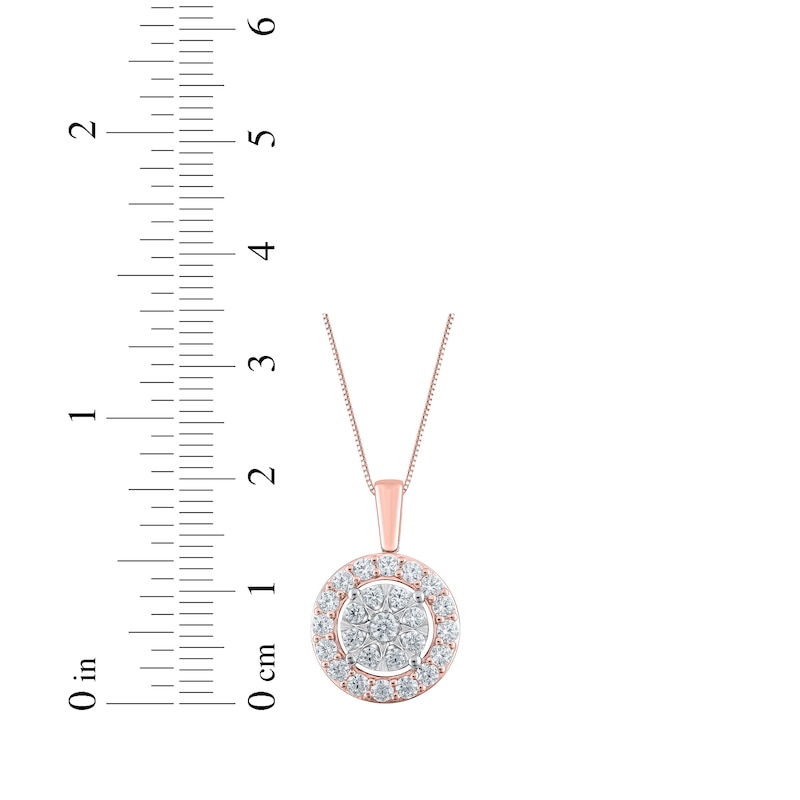 Main Image 4 of Multi-Diamond Halo Necklace 1 ct tw 10K Rose Gold 18"