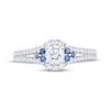 Thumbnail Image 3 of Now + Forever Round-Cut Diamond & Natural Blue Sapphire Trios Engagement Ring 3/4 ct tw 14K White Gold