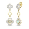 Thumbnail Image 1 of White Lab-Created Opal & Diamond Clover Drop Earrings 1/3 ct tw 10K Yellow Gold