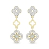 Thumbnail Image 2 of White Lab-Created Opal & Diamond Clover Drop Earrings 1/3 ct tw 10K Yellow Gold