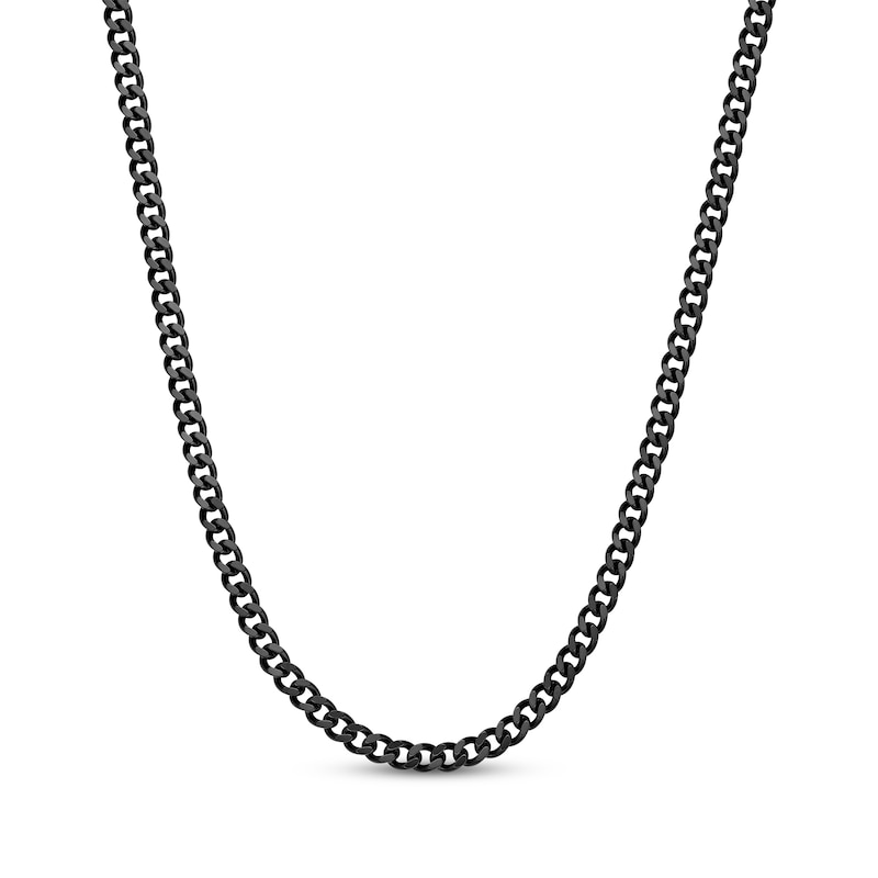 Main Image 1 of Curb Chain Necklace 6mm Black Ion-Plated Solid Stainless Steel 22&quot;