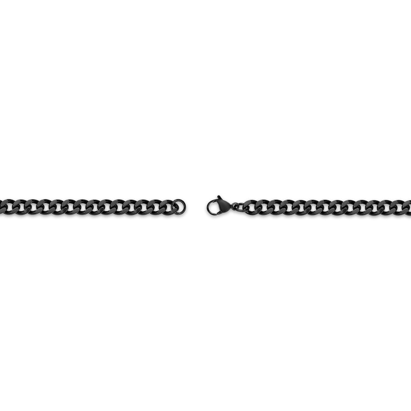 Main Image 3 of Curb Chain Necklace 6mm Black Ion-Plated Solid Stainless Steel 22&quot;