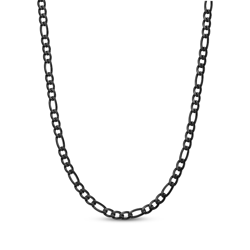 Main Image 1 of Figaro Chain Necklace 6mm Black Ion-Plated Solid Stainless Steel 22&quot;