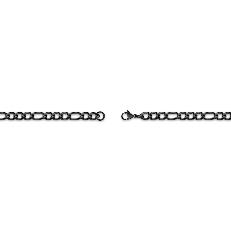 Main Image 3 of Figaro Chain Necklace 6mm Black Ion-Plated Solid Stainless Steel 22&quot;