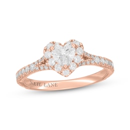Neil Lane Heart-Shaped Diamond Halo Engagement Ring 7/8 ct tw 14K Rose Gold