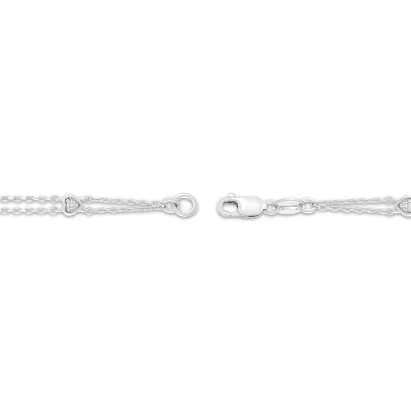 Main Image 2 of Heart-Shaped Amethyst & Diamond Bracelet 1/8 ct tw Sterling Silver 7.25&quot;