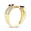 Thumbnail Image 2 of Heart-Shaped Rhodolite Garnet & Diamond Bypass Ring 1/3 ct tw 10K Yellow Gold
