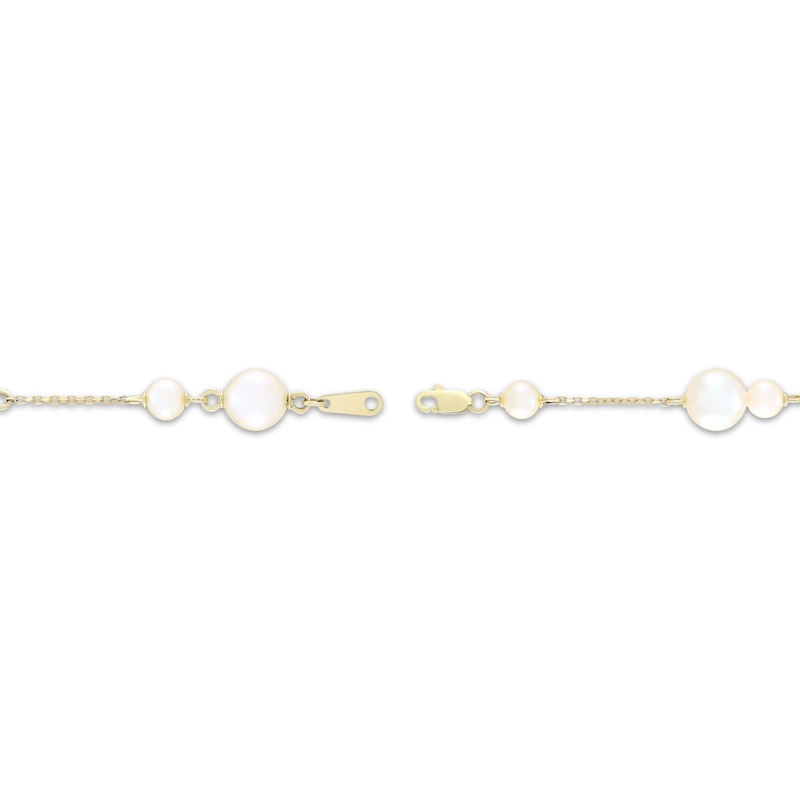 Main Image 2 of Cultured Pearl Station Bracelet 10K Yellow Gold 7.25&quot;
