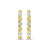 Thumbnail Image 2 of Yellow & White Lab-Grown Diamond Alternating Hoop Earrings 1 ct tw 10K Yellow Gold