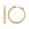 Thumbnail Image 3 of Yellow & White Lab-Grown Diamond Alternating Hoop Earrings 1 ct tw 10K Yellow Gold