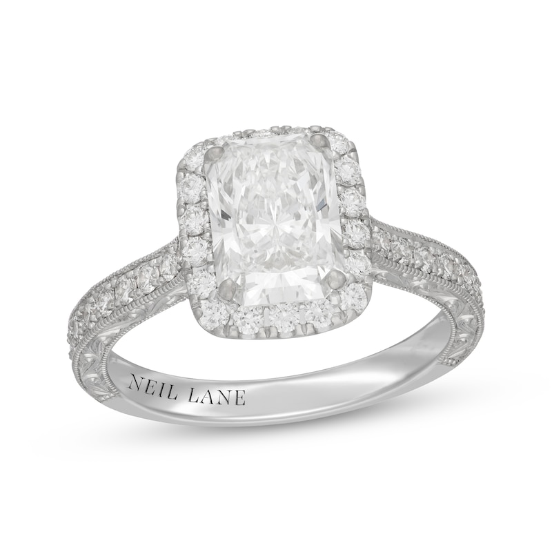 Main Image 1 of Neil Lane Artistry Radiant-Cut Lab-Grown Diamond Halo Engagement Ring 2-3/4 ct tw 14K White Gold