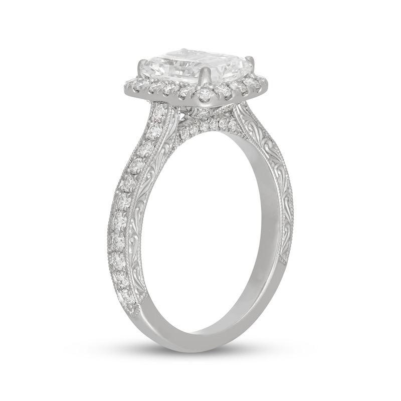 Main Image 2 of Neil Lane Artistry Radiant-Cut Lab-Grown Diamond Halo Engagement Ring 2-3/4 ct tw 14K White Gold