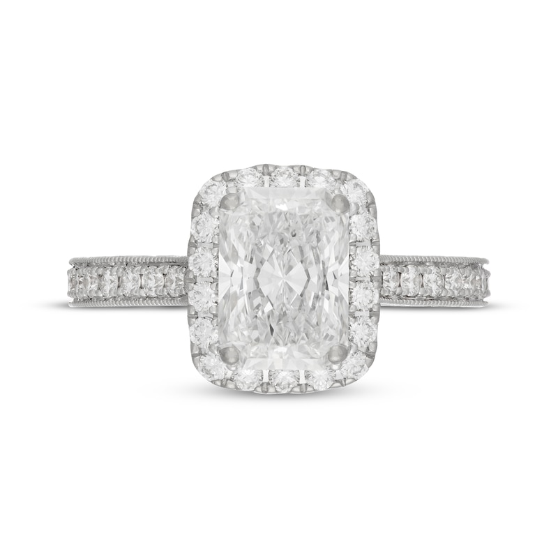 Main Image 3 of Neil Lane Artistry Radiant-Cut Lab-Grown Diamond Halo Engagement Ring 2-3/4 ct tw 14K White Gold