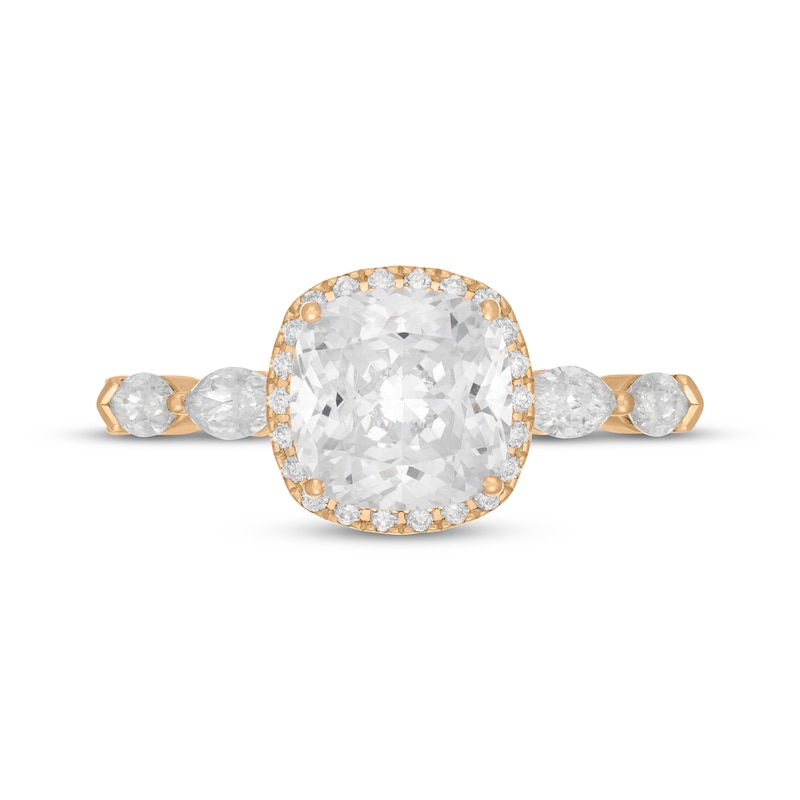 Main Image 3 of Neil Lane Artistry Cushion-Cut Lab-Grown Diamond Halo Engagement Ring 2-7/8 ct tw 14K Yellow Gold