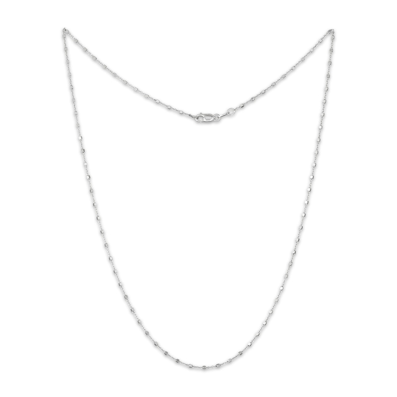 Main Image 2 of 1.1mm Bead Station Cable Chain Necklace Solid Sterling Silver 18"