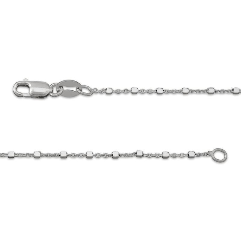 Main Image 3 of 1.1mm Bead Station Cable Chain Necklace Solid Sterling Silver 18"