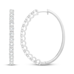 Diamond Oval Hoop Earrings 2 ct tw 10K White Gold