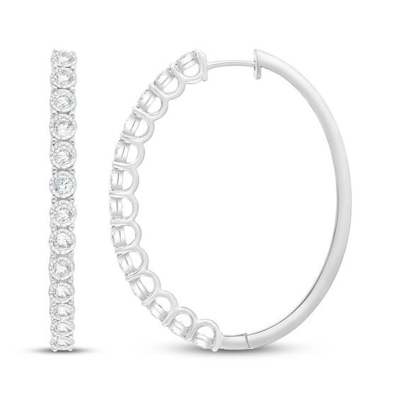 Diamond Oval Hoop Earrings 2 ct tw 10K White Gold