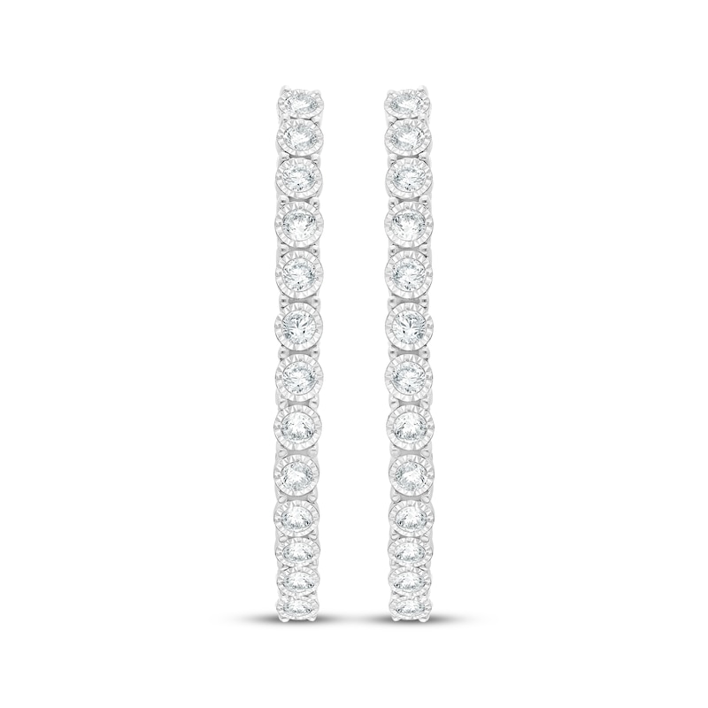 Main Image 2 of Diamond Oval Hoop Earrings 2 ct tw 10K White Gold