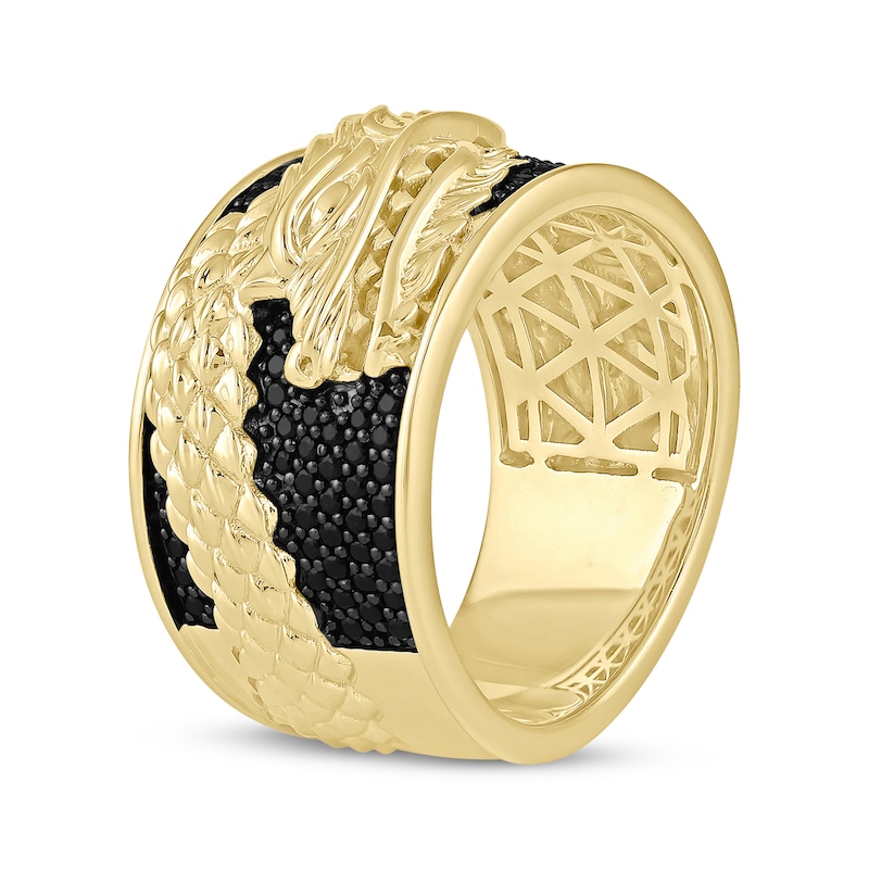 Main Image 2 of Men's Black Diamond Dragon Ring 1/2 ct tw 10K Yellow Gold