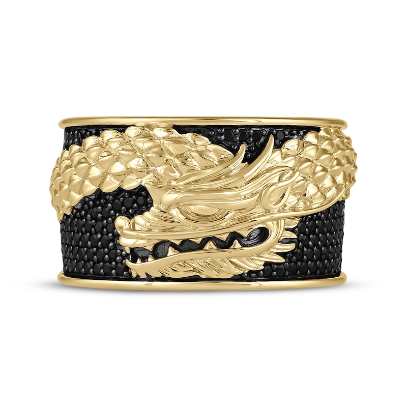 Main Image 4 of Men's Black Diamond Dragon Ring 1/2 ct tw 10K Yellow Gold